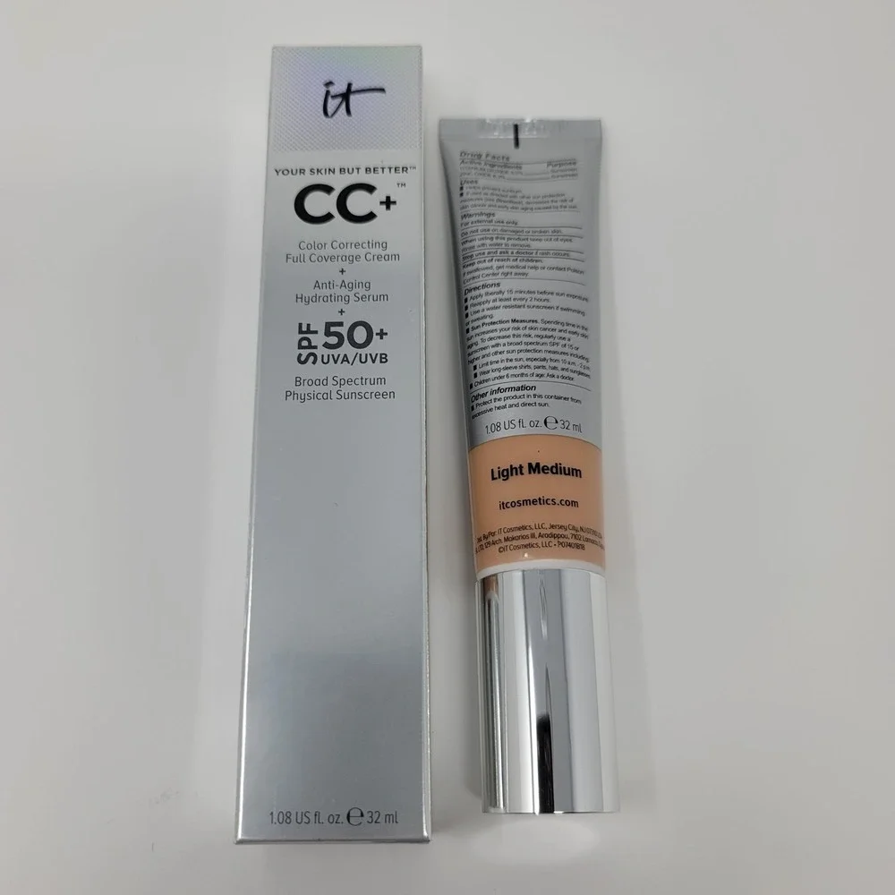 IT Cosmetics CC+ Color Correcting Full Coverage Cream Light Medium 1.08 Fl Oz